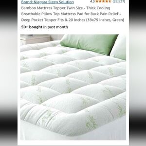 Bamboo Mattress Topper Cooling TWIN